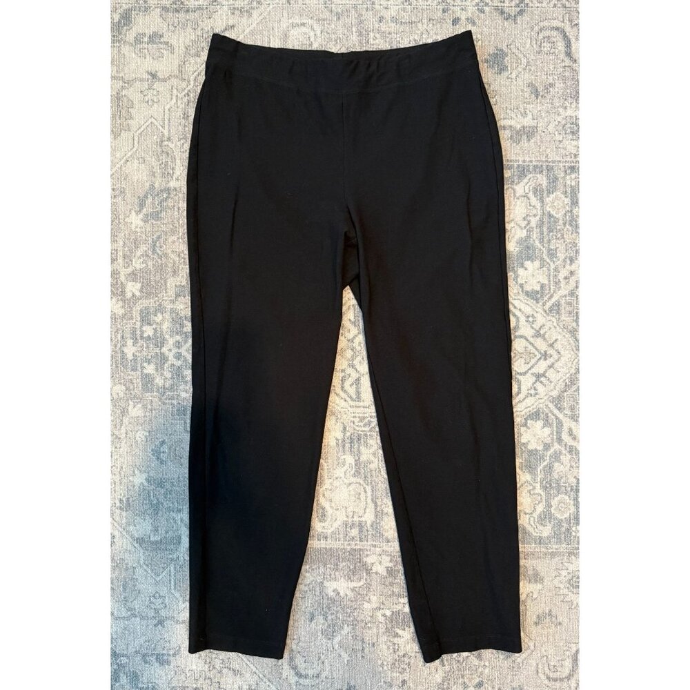 Eileen Fisher Women's Pull On Straight Leg Stretch Trouser Pants Medium Black